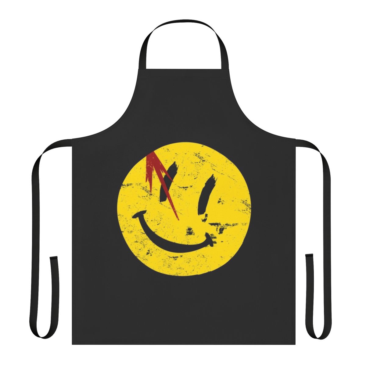 Vintage-style apron featuring the Watchmen symbol and a smiling face design