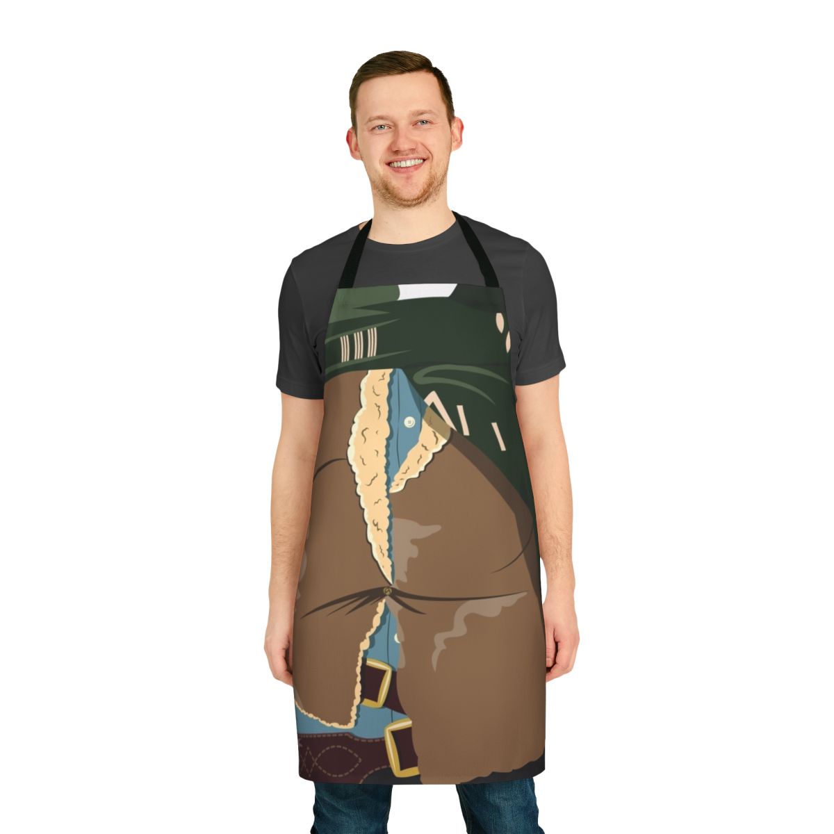 Vintage western-style apron featuring a minimalist design and a nod to classic cinema.