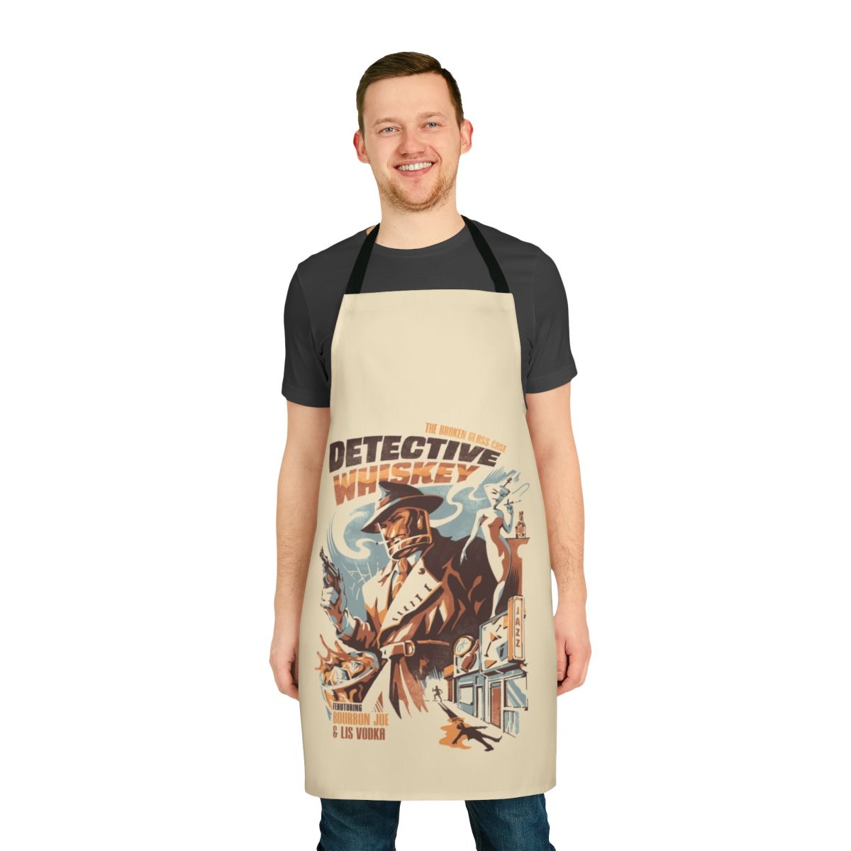 Vintage-inspired detective-style whiskey apron