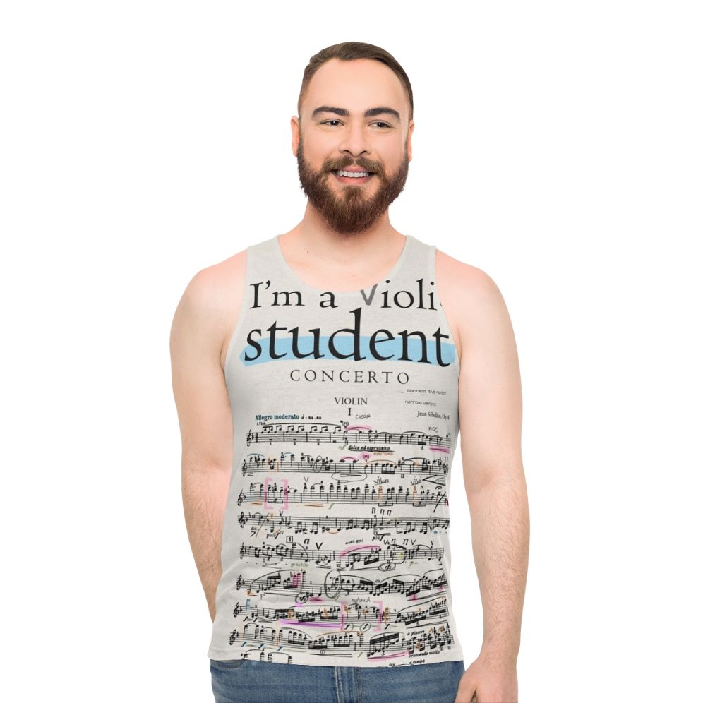 Violin student unisex tank top with music notes