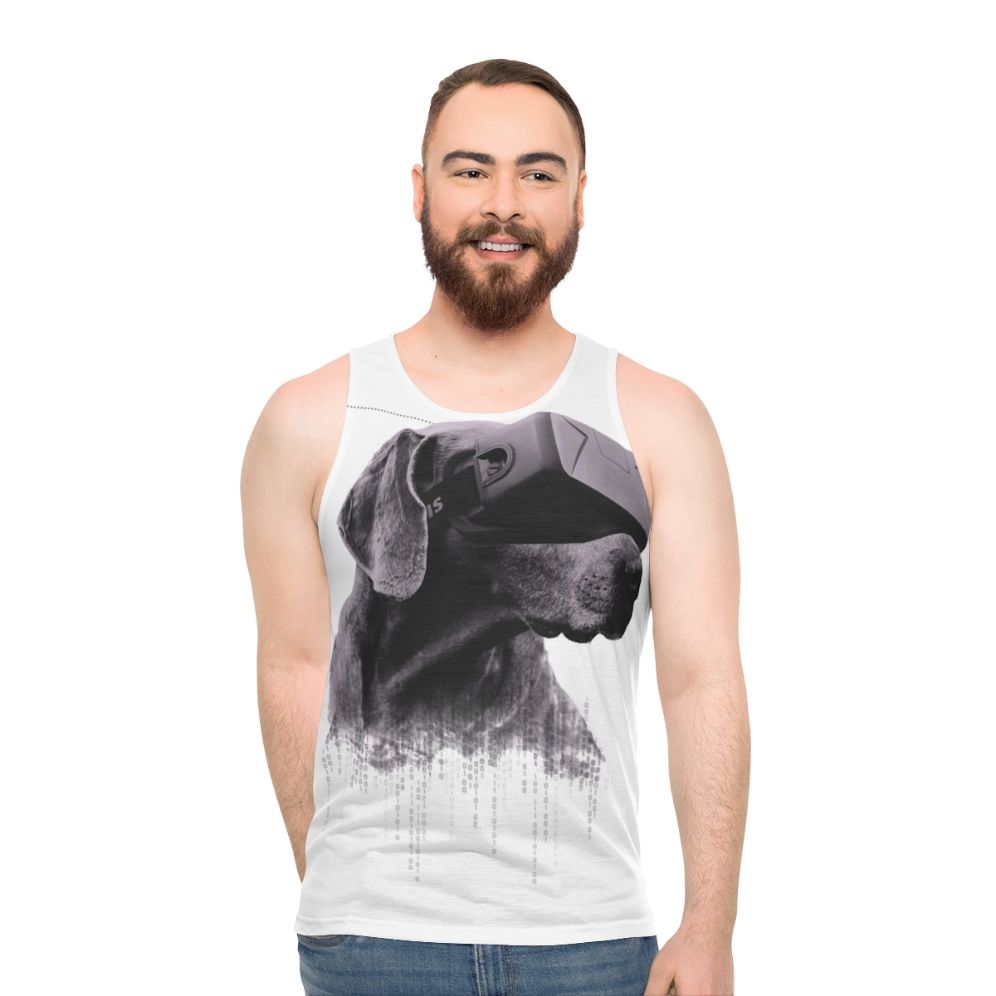 virtual reality dog unisex tank top