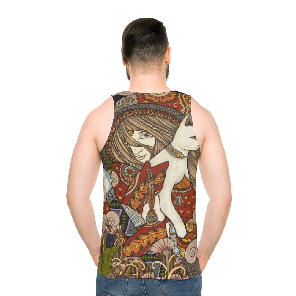 Visionary unisex tank top with mystic tarot-inspired design