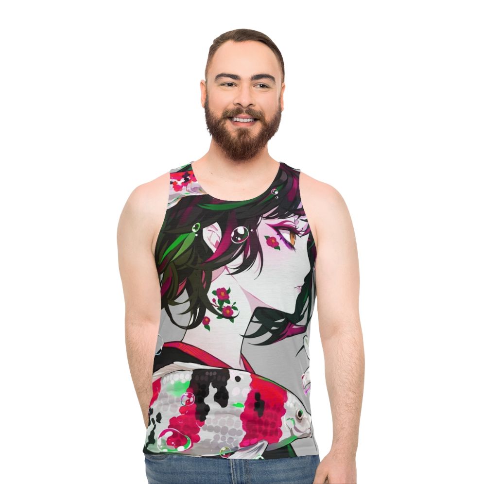 Vivid koi fish design unisex tank top
