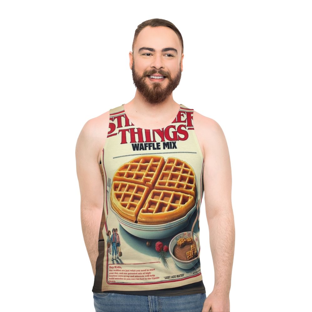 Waffle mix unisex tank top with stranger things design