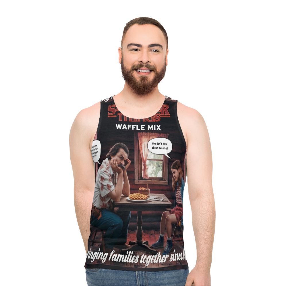 Stranger Things-inspired waffle pattern unisex tank top