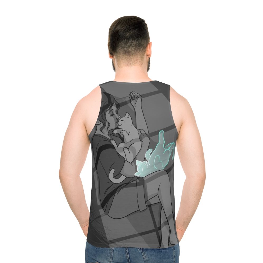 Waiting Unisex Tank Top with Cat Design