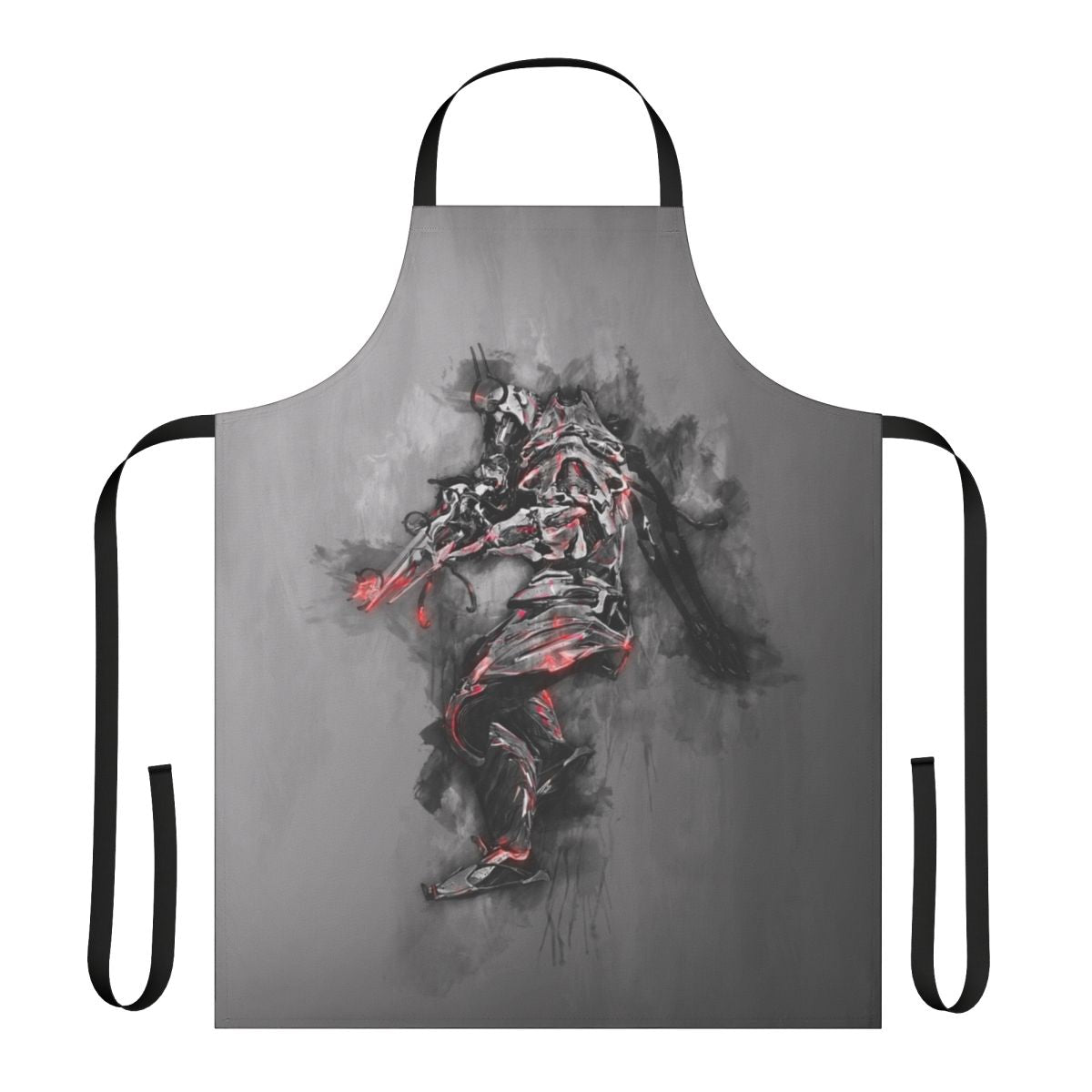 Warframe-inspired apron featuring the Ash Warframe and its ashes