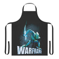 Warframe inspired t-shirt apron featuring popular characters and symbols from the video game