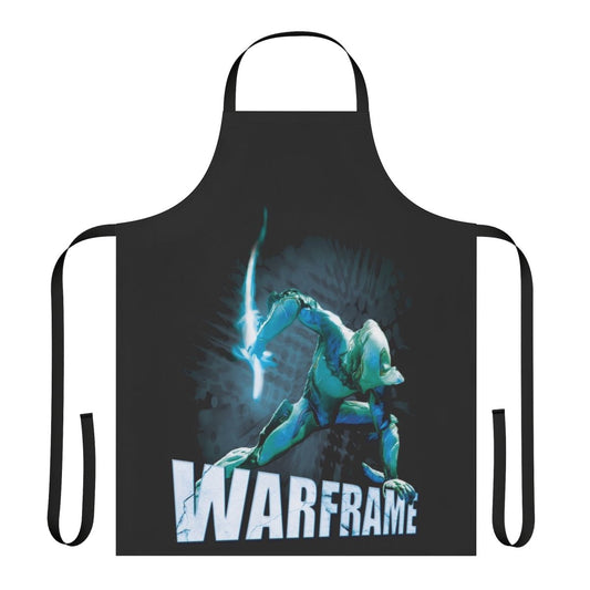 Warframe inspired t-shirt apron featuring popular characters and symbols from the video game