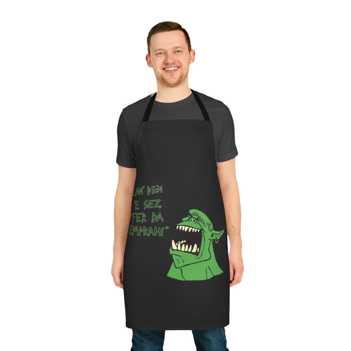 Warhammer 40k themed apron with "Ork An Den E Sez Quot Fer Da Emprah Quot text