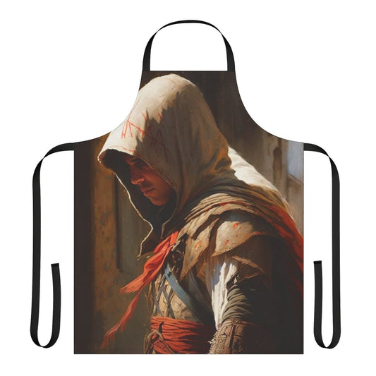 Assassin's Creed-inspired painting apron featuring warrior artwork