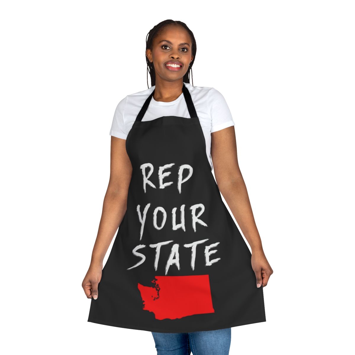 Washington state pride themed apron with USA flag design