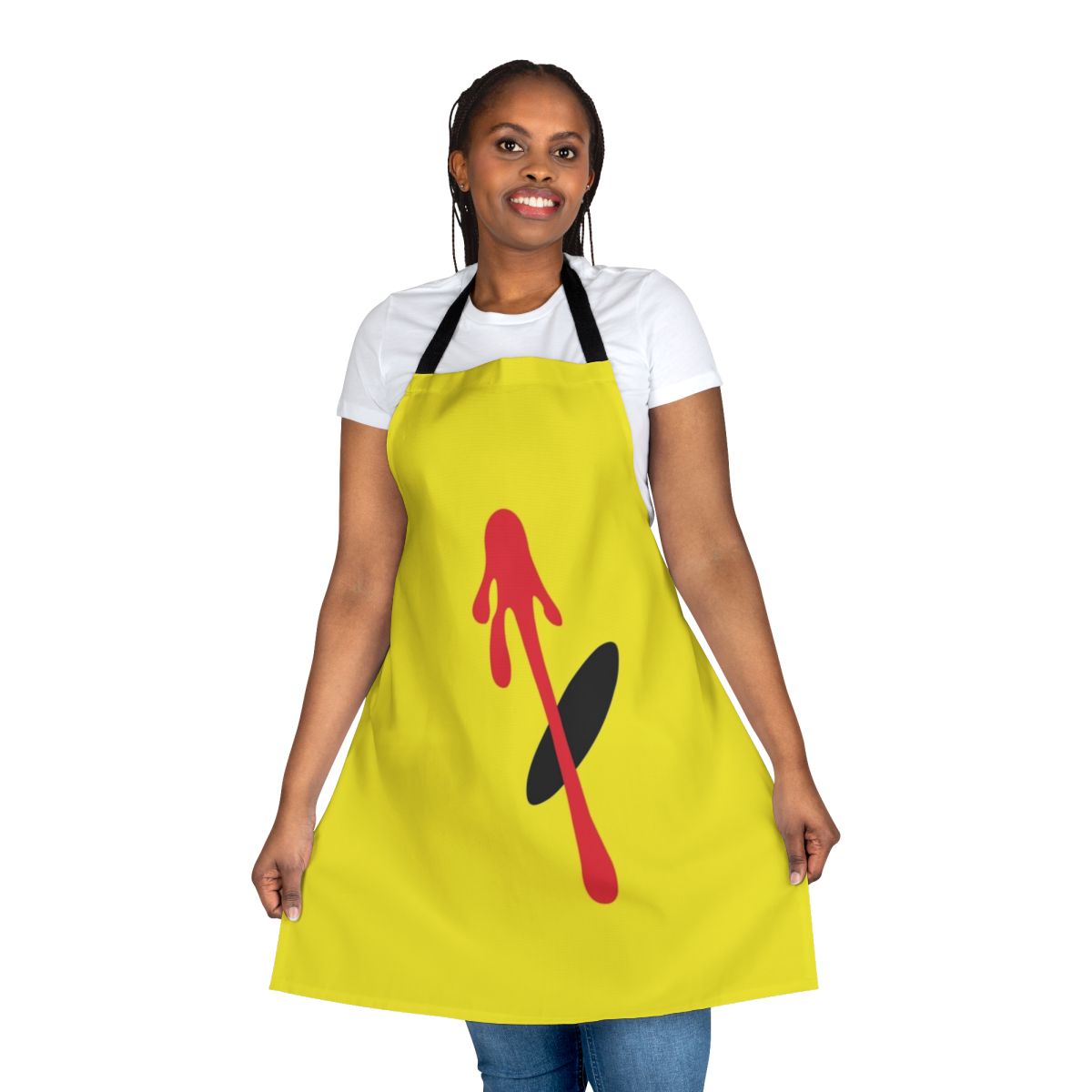 Watchmen-inspired eye logo printed on a high-quality apron