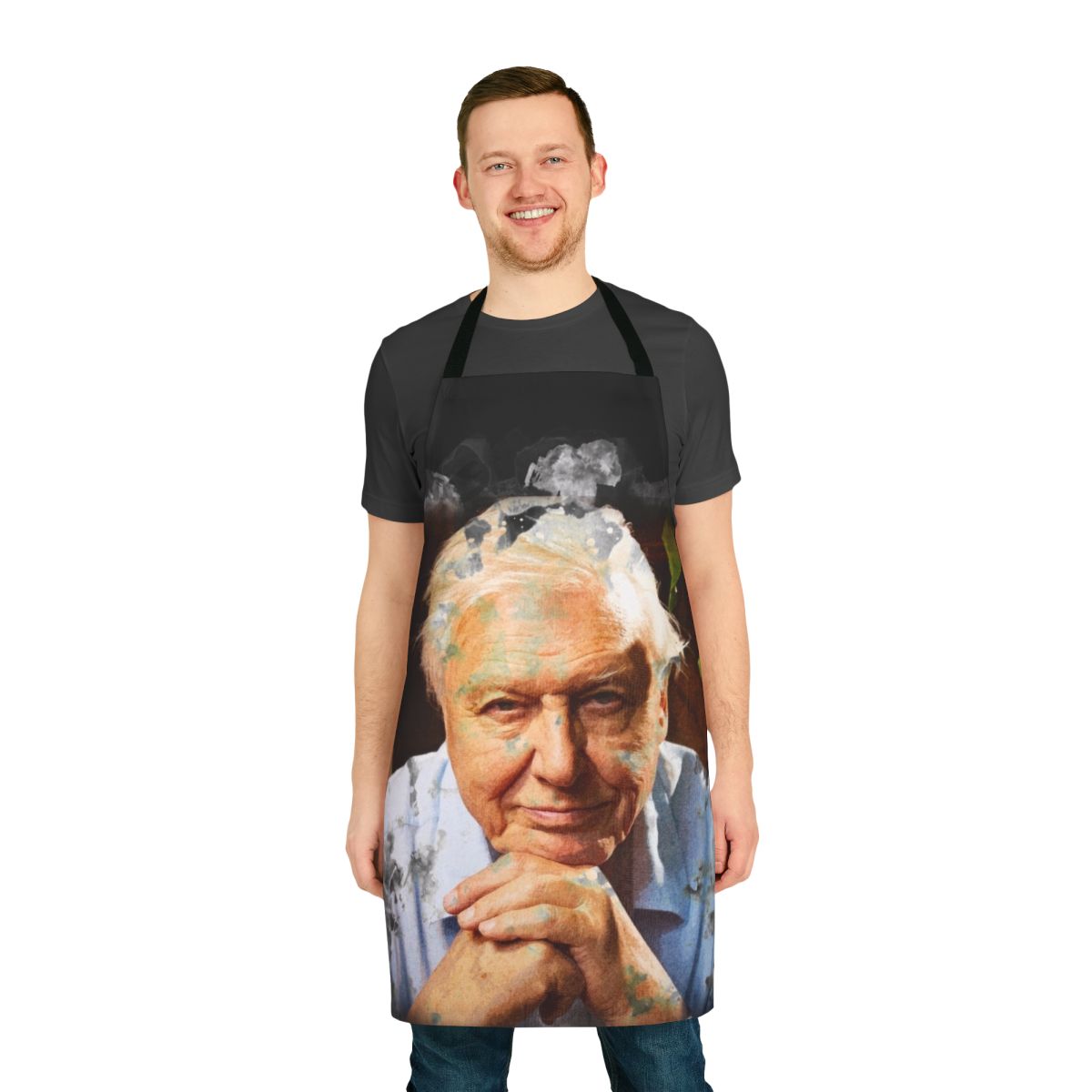Watercolor artwork of wildlife on a high-quality apron