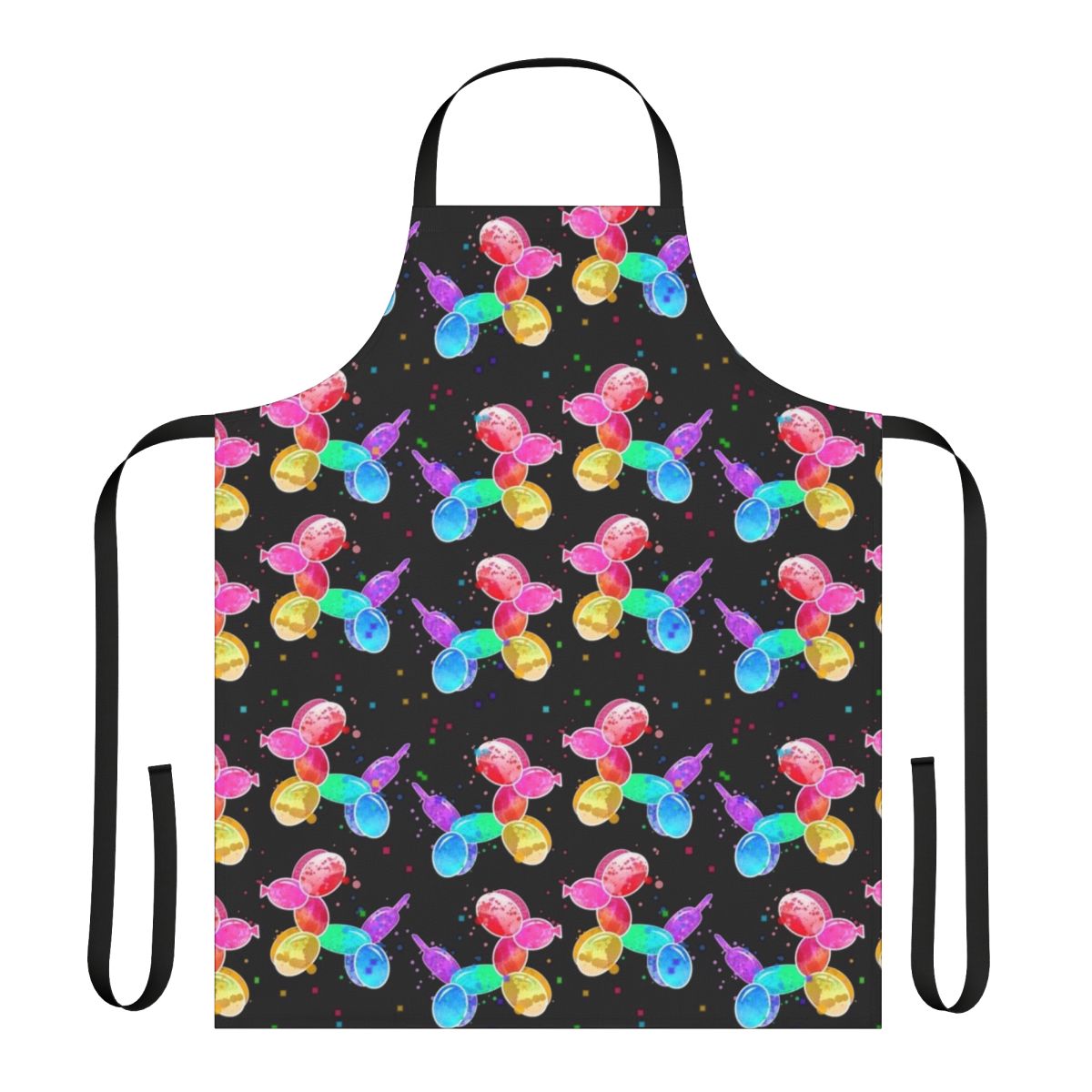 Watercolor balloon dogs printed on a high-quality black apron