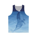 Watercolor blue whale on a unisex tank top