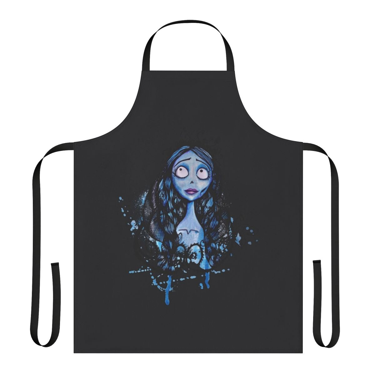 Watercolor Corpse Bride-Inspired Apron, featuring the character Emily from the Tim Burton animation