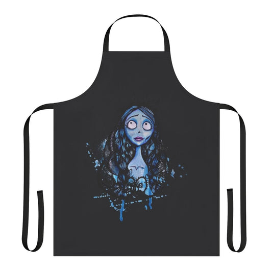 Watercolor Corpse Bride-Inspired Apron, featuring the character Emily from the Tim Burton animation