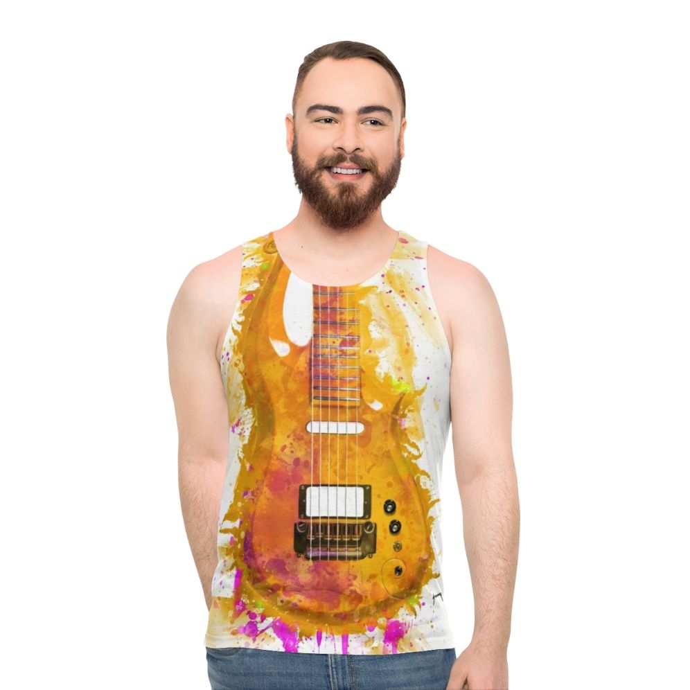 Watercolor electric guitar unisex tank top