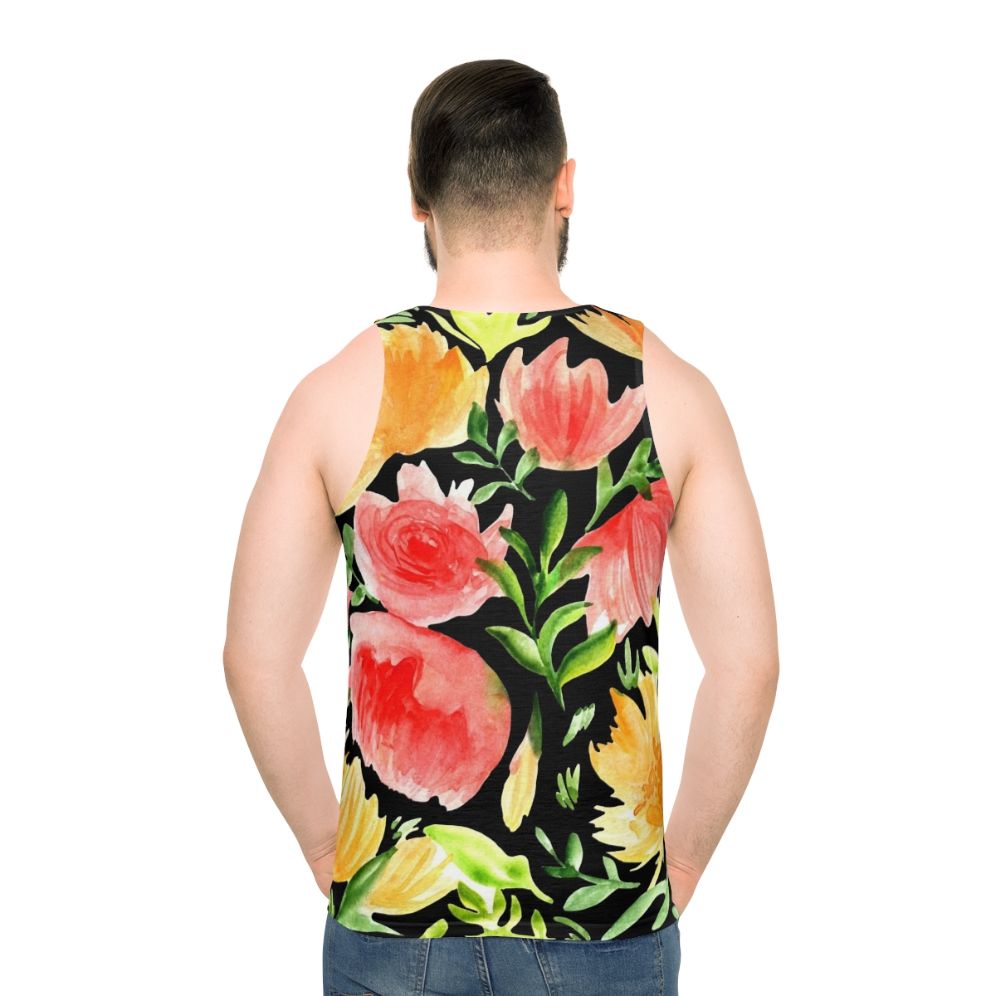 Watercolor floral art tank top