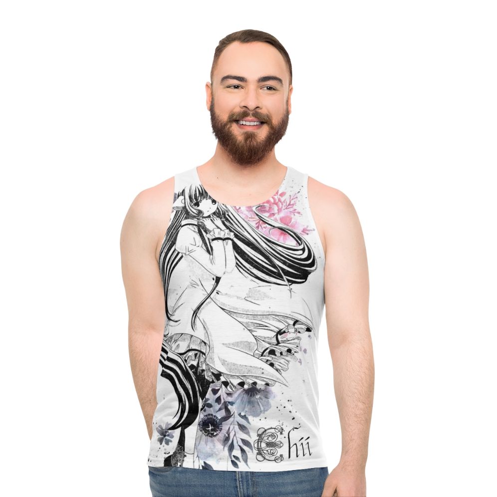 Watercolor art floral pattern unisex tank top