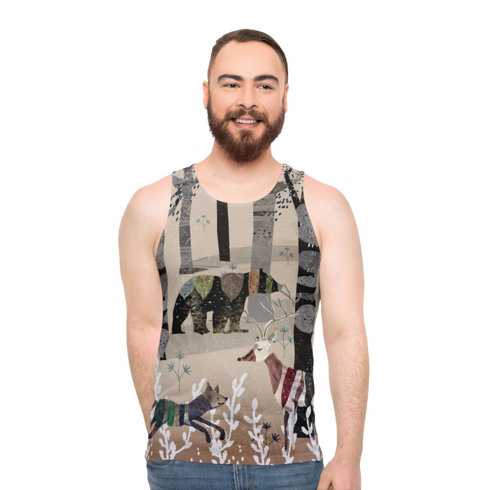Watercolor forest animals unisex tank top