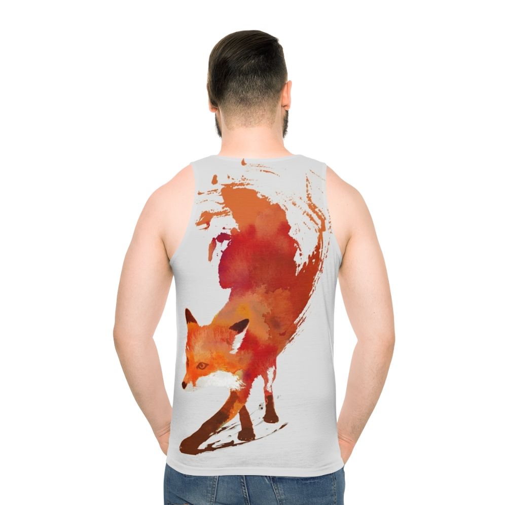 Watercolor fox design on unisex tank top