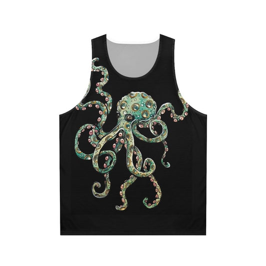 Watercolor Green Octopus Unisex Tank Top