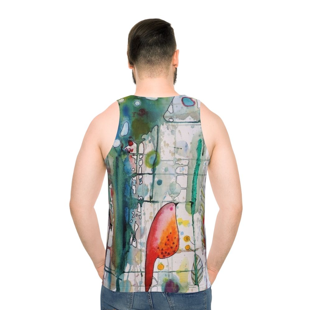 Watercolor and ink bird tank top