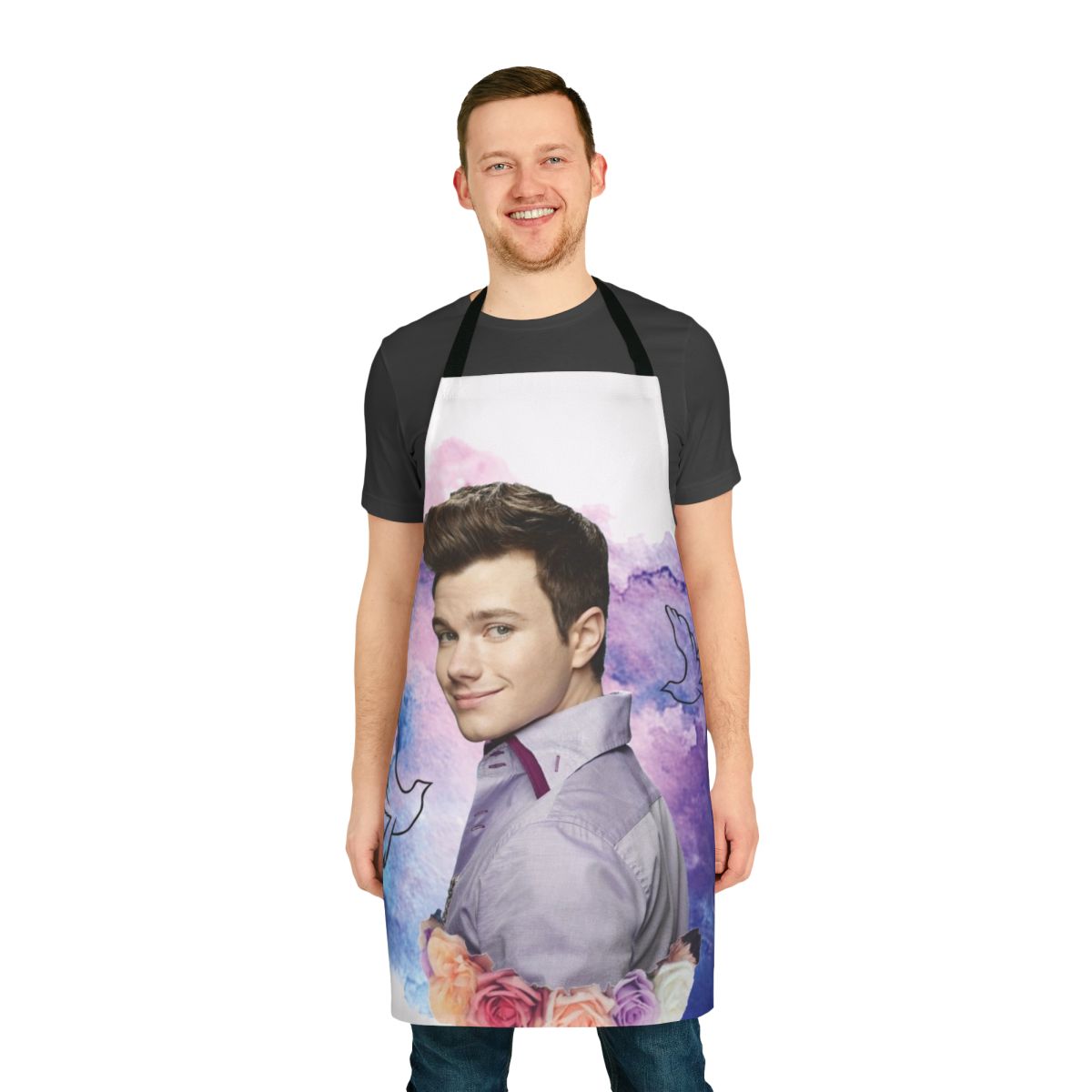 Colorful watercolor style apron featuring Glee character Kurt Hummel