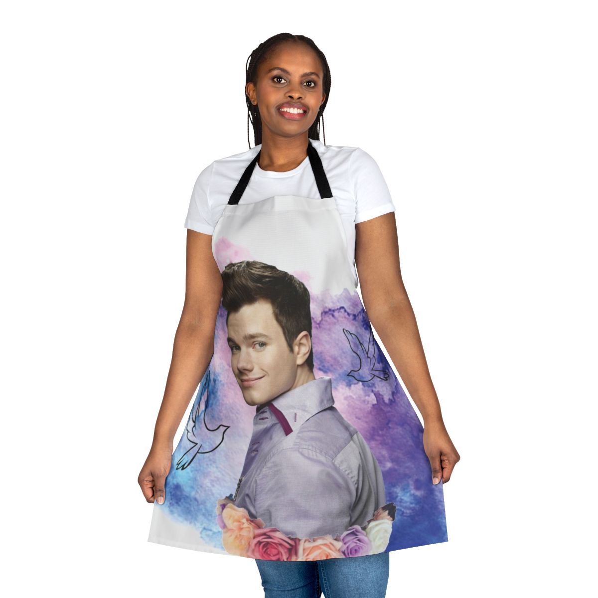 Colorful watercolor style apron featuring Glee character Kurt Hummel