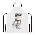 Watercolor illustration of a miniature schnauzer on an apron
