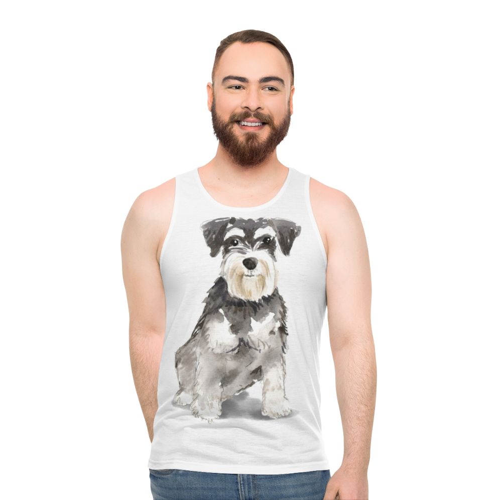 Watercolor Miniature Schnauzer Dog Portrait Tank Top
