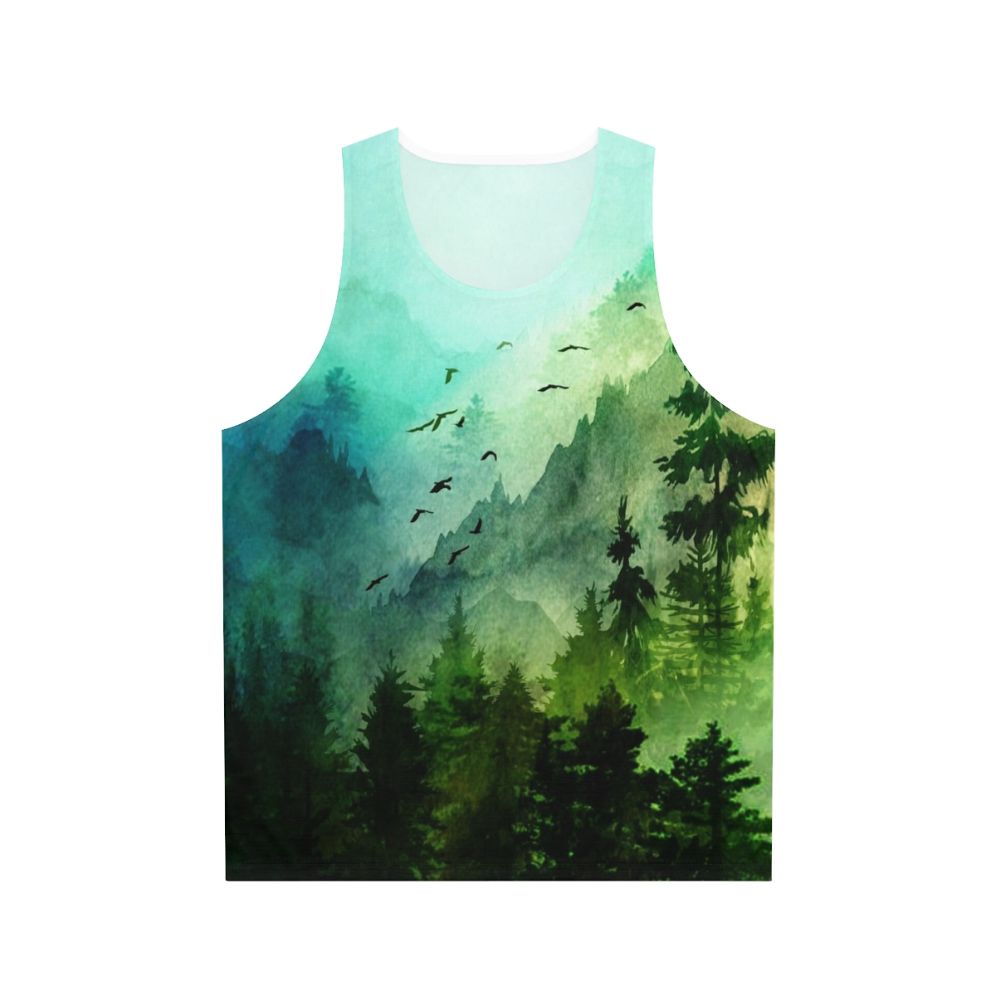 Watercolor mountain landscape unisex tank top