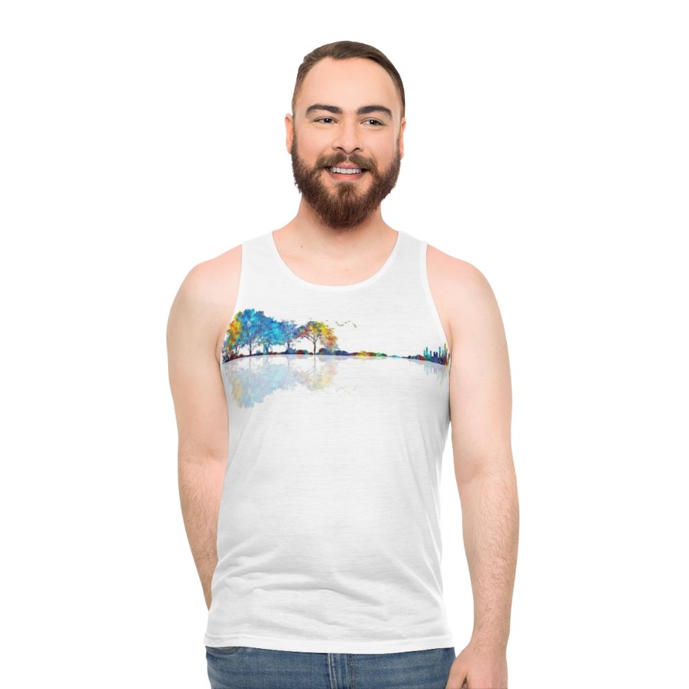 Watercolor nature guitar unisex tank top