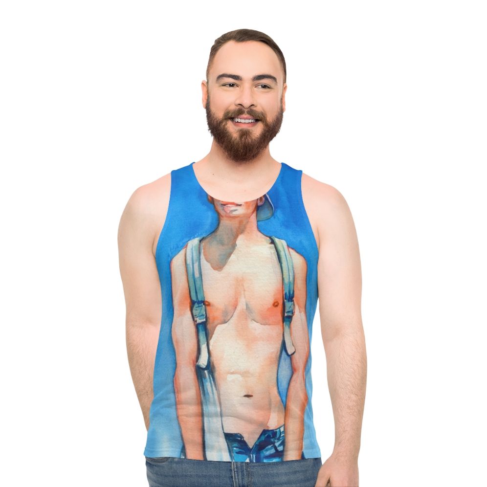 Watercolor painting unisex tank top