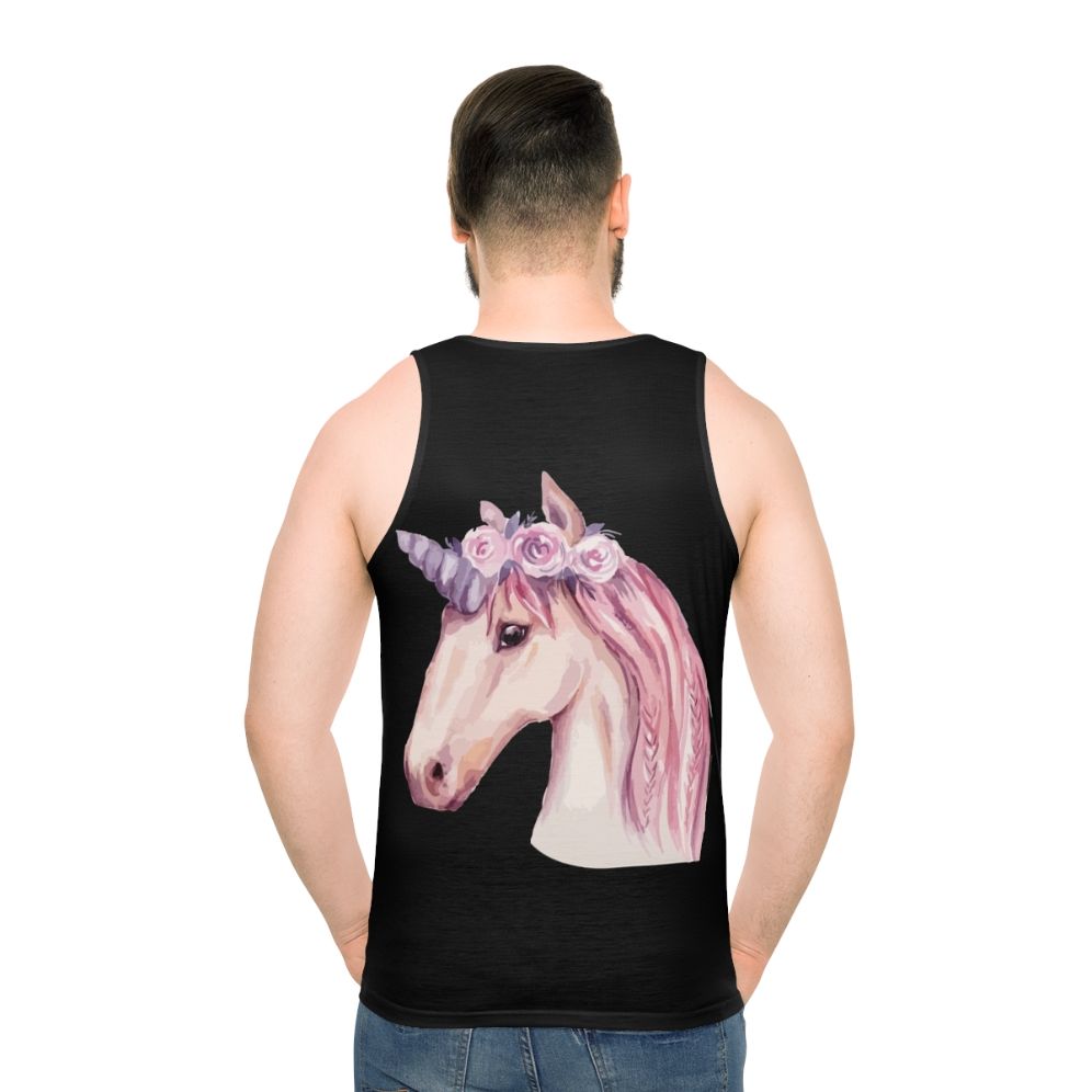 Watercolor pink unicorn unisex tank top