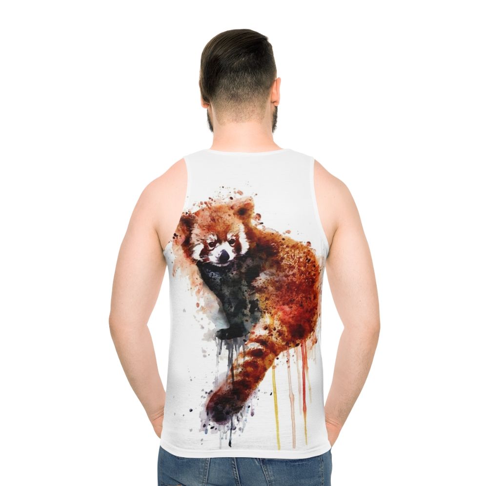 Watercolor red panda painting on unisex tank top