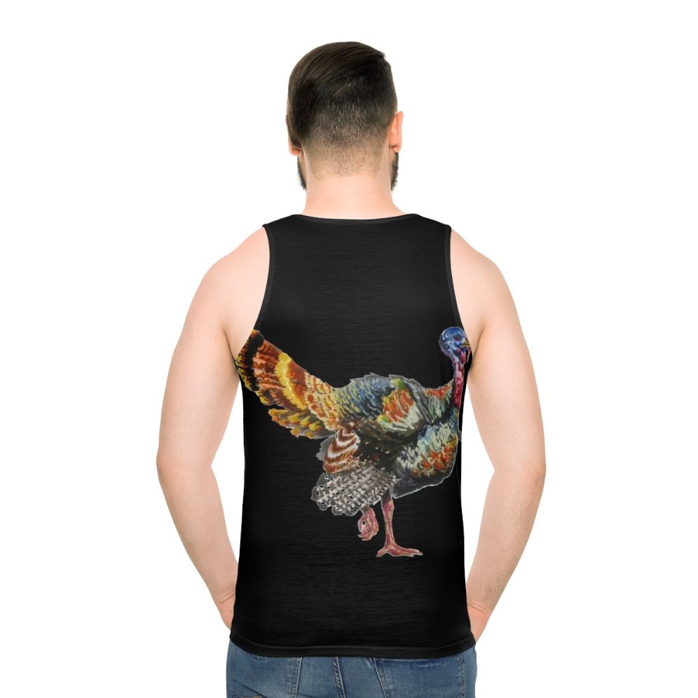 Watercolor turkey feather unisex tank top