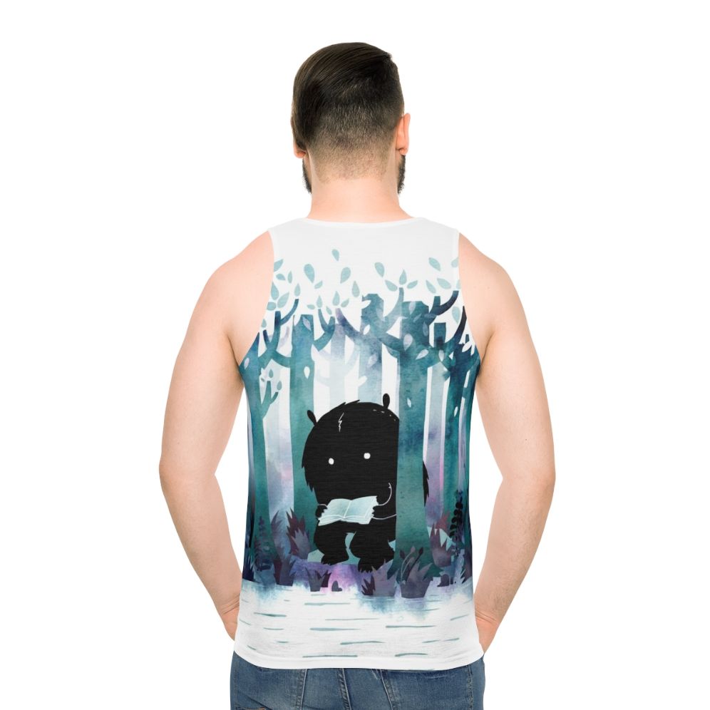Watercolor unisex tank top with nature and book theme