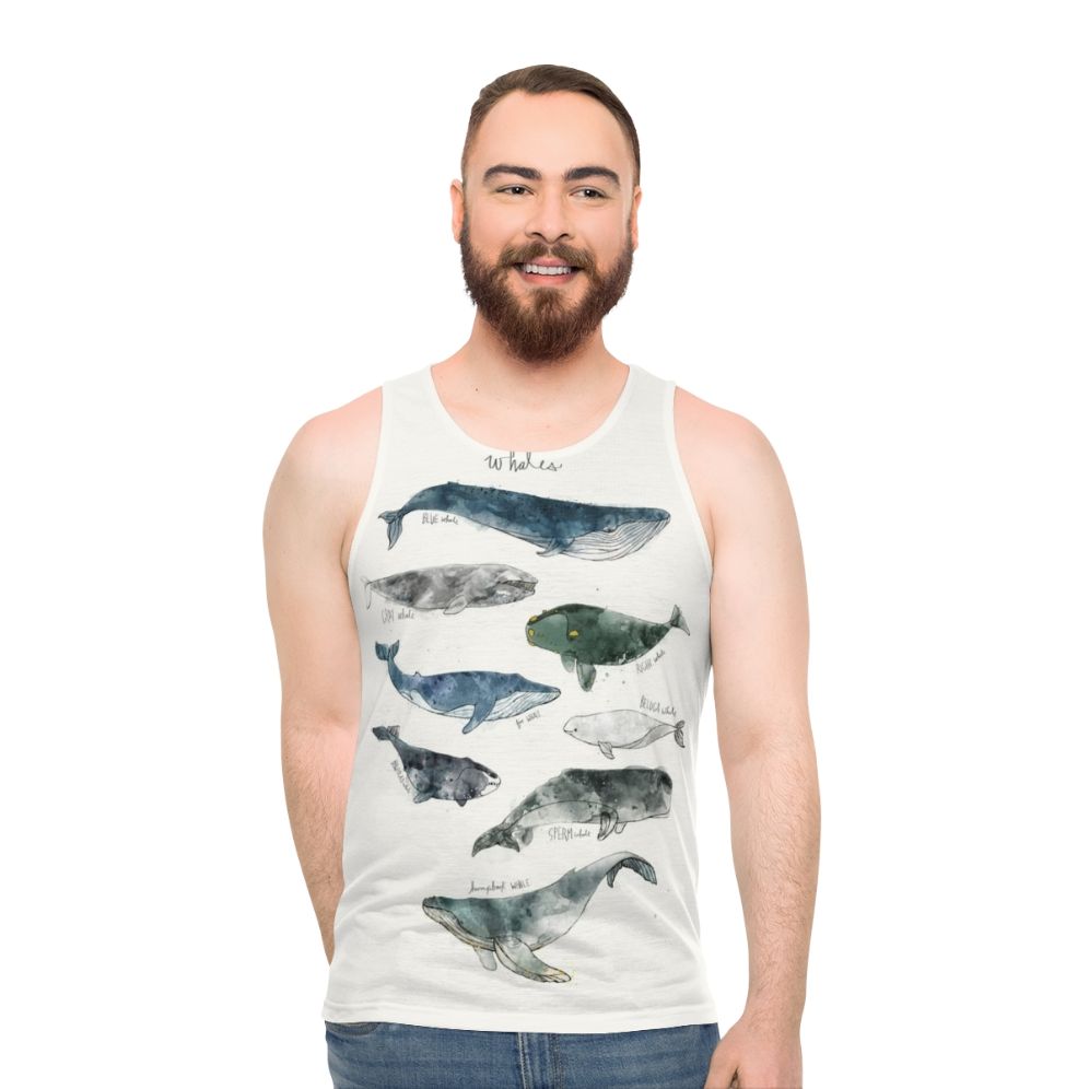 Watercolor whale unisex tank top