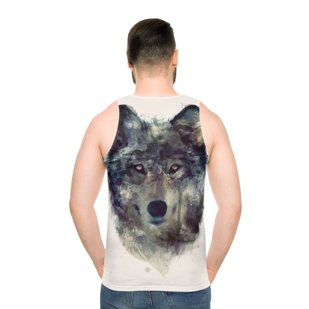 Watercolor wolf persevere unisex tank top