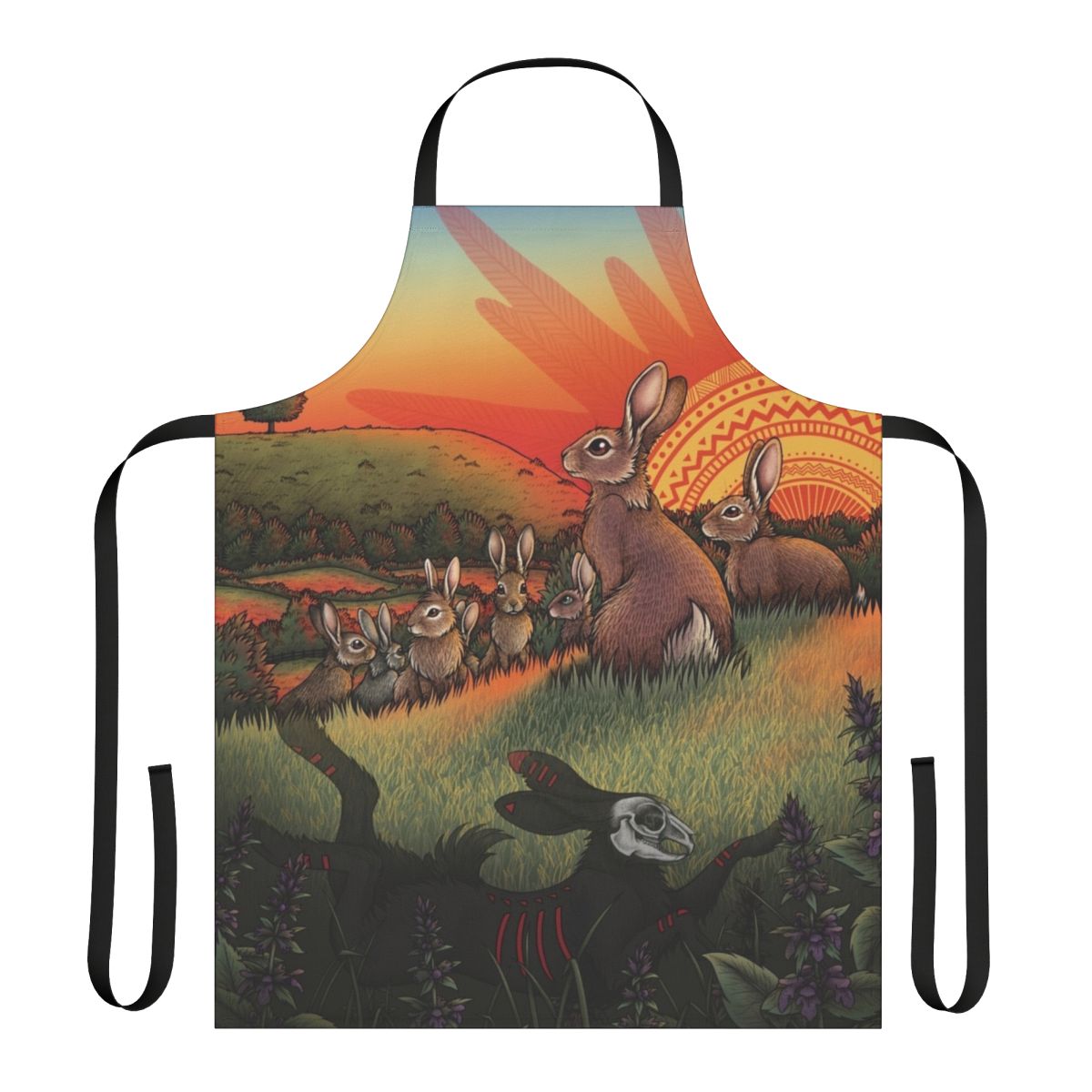 Watership Down themed apron featuring rabbits and literary elements