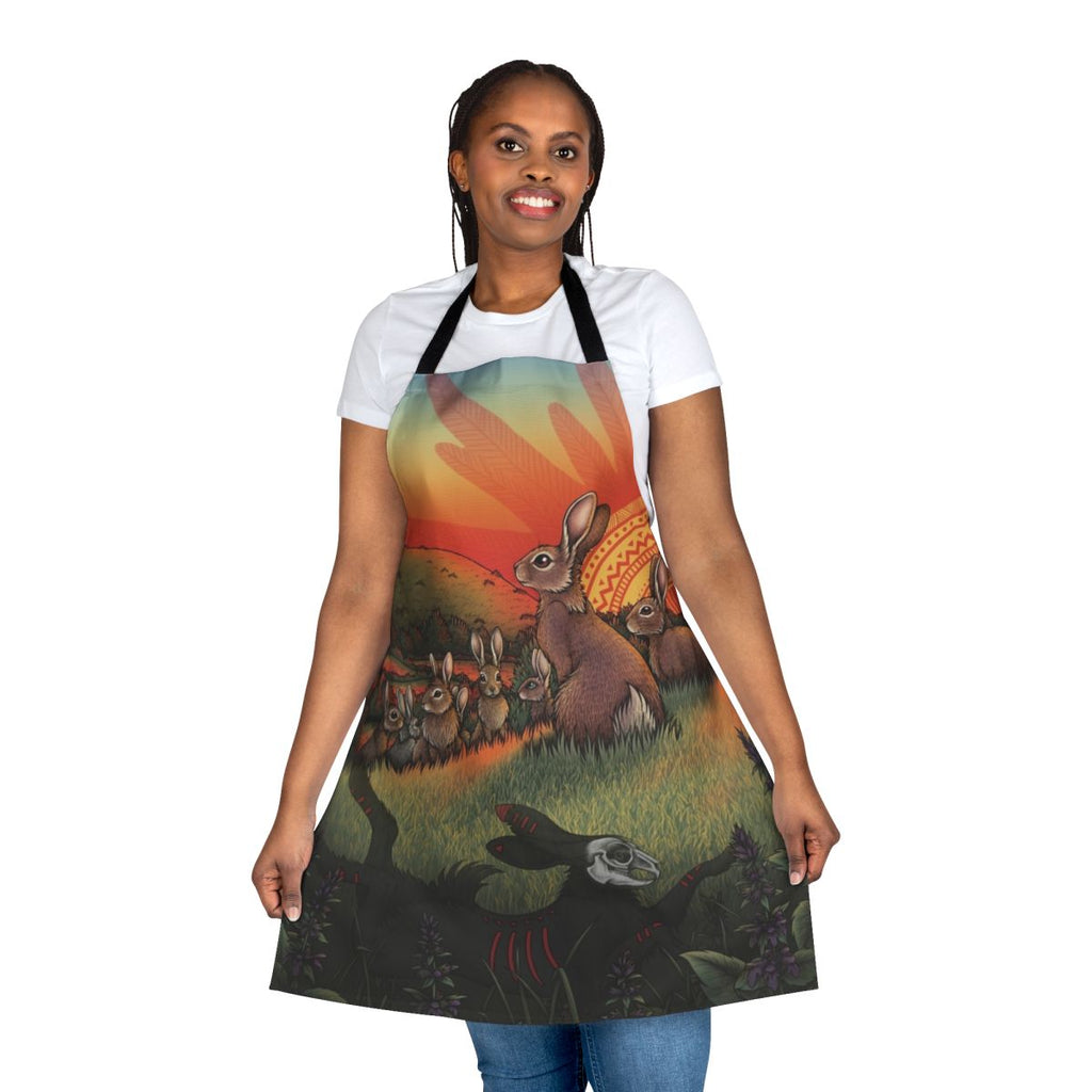 Watership Down themed apron featuring rabbits and literary elements