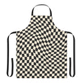 Wavy checkerboard pattern apron with a retro, vintage, and groovy design.