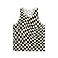 Wavy checkerboard pattern unisex retro tank top