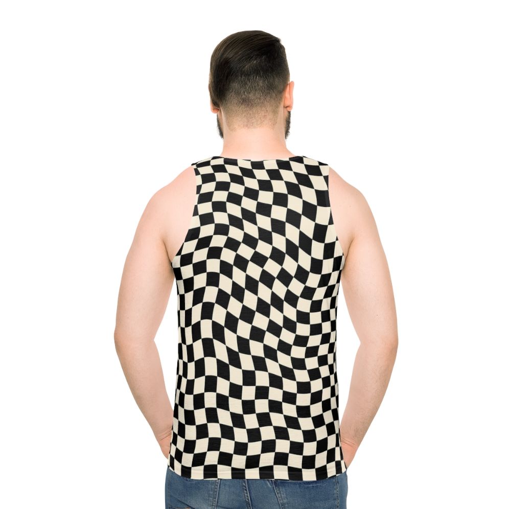Wavy checkerboard pattern unisex retro tank top