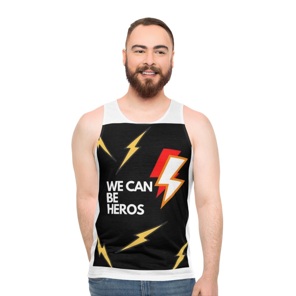 "We Can Be Heros Unisex Black Lightning Tank Top"