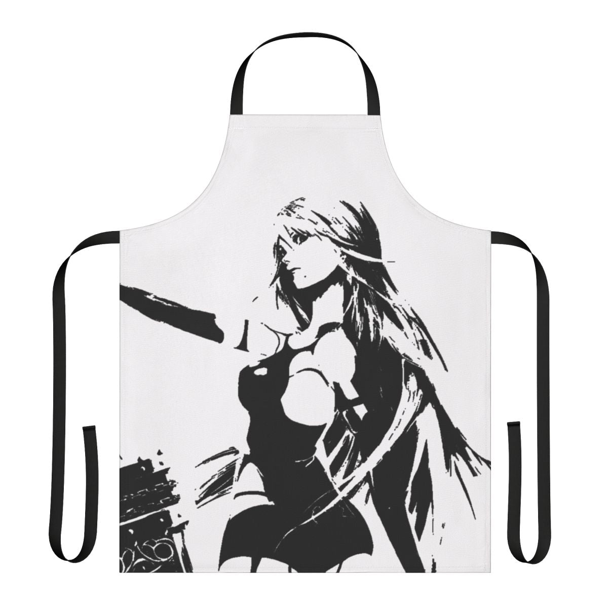 Weathered A2 inspired apron featuring the character from the Nier Automata video game series