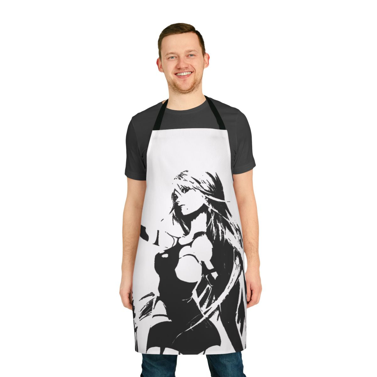 Weathered A2 inspired apron featuring the character from the Nier Automata video game series
